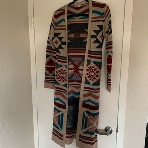 Southwestern Patterned Sweater Duster
